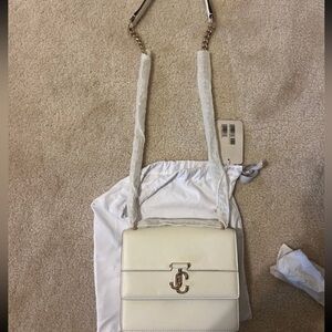 Jimmy Choo White Crossbody Bag with Gold Chain